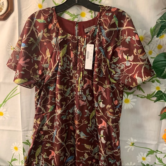 NWT J Crew brown gold bird menagerie maxi dress - Picture 4 of 9